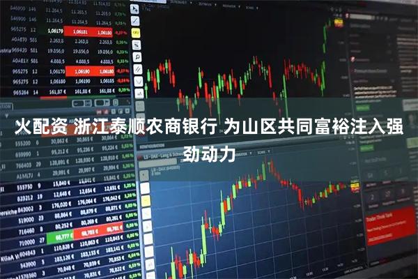 火配资 浙江泰顺农商银行 为山区共同富裕注入强劲动力